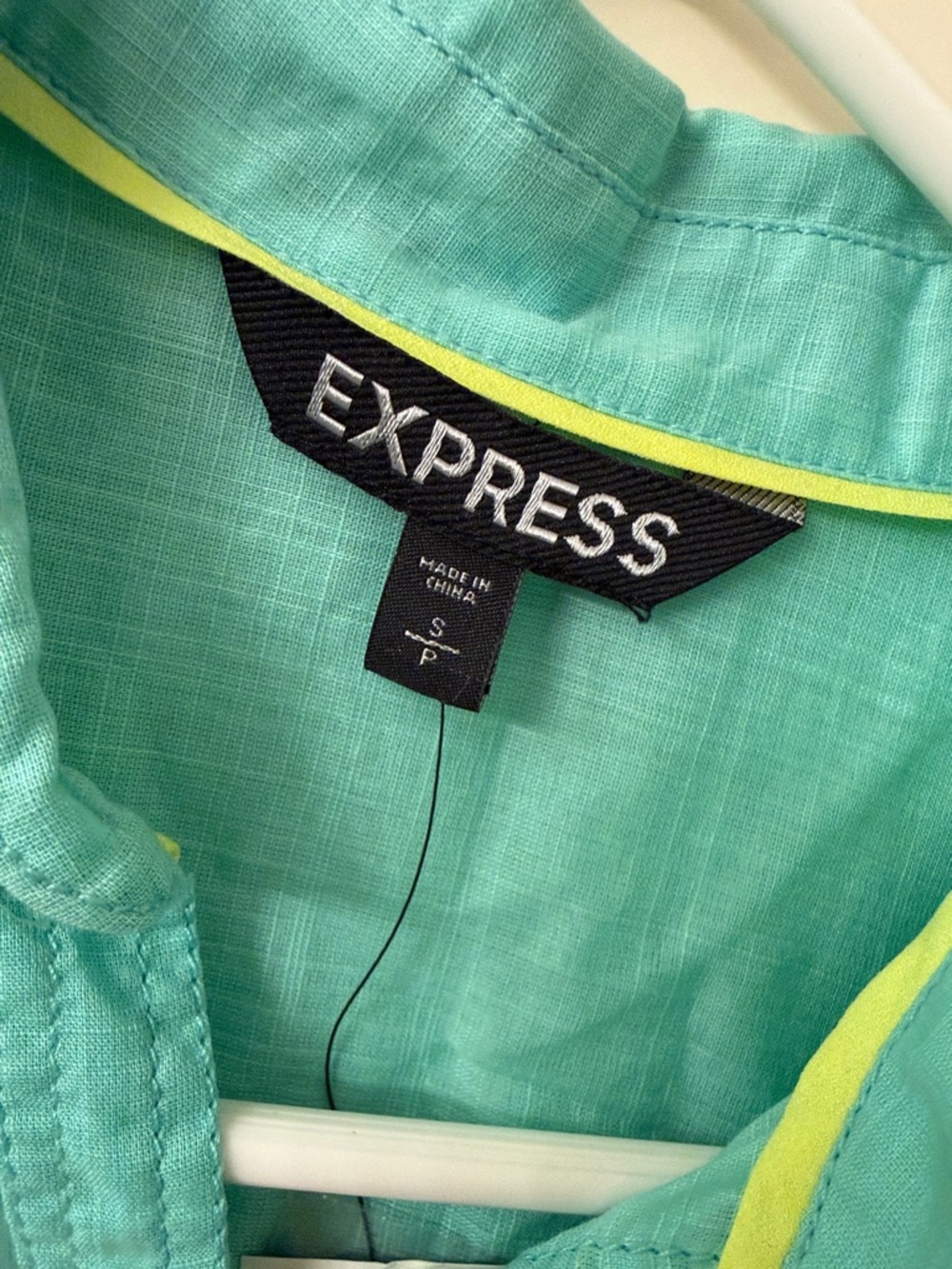 Express Turquoise Button-Up Shirt with Chest Pockets - Picture 2 of 7